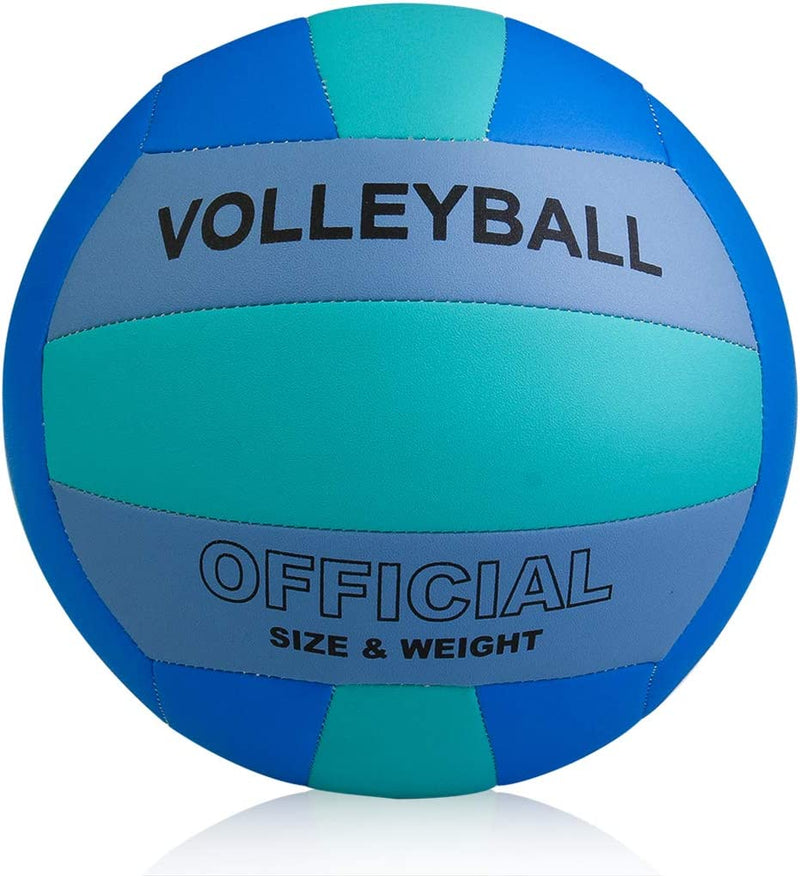 Professional Size 5 Volleyball, Leather Soft, Blue and green