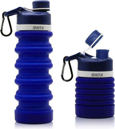 Leak Proof Silicone Collapsible Water Bottle (20oz) Dark Blue