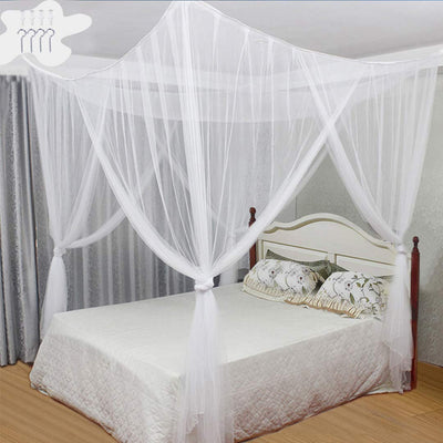 Square Bed Canopy, 4 Doors (74.8" × 82.7" × 94.5") White