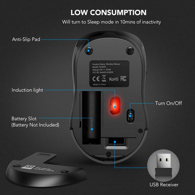 Wireless mouse with 6 buttons, (sky blue)