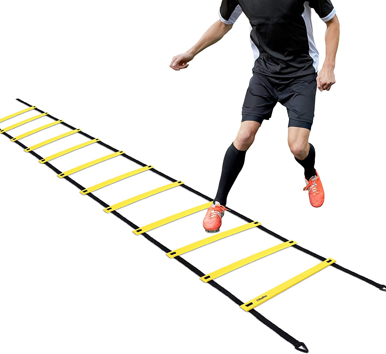 Soccer Speed Training Exercise Ladders, 15' 12 Rungs, Yellow