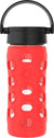 12-Ounce Glass Water Bottle with Classic Lid, Apple Red