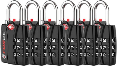 Security lock for travel suitcases (Pack of 6, Black).