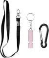 Whistles with carabiner and lanyard, 2 pieces (Pink)