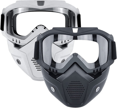 2-Pack Tactical Mask with Goggles, (Black and White)