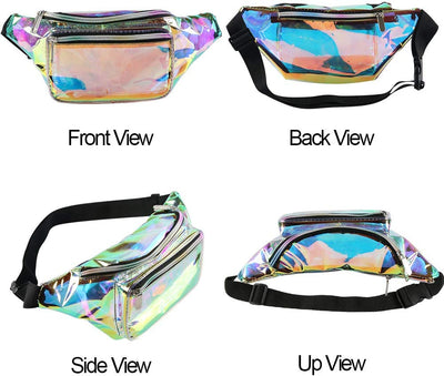 Holographic Fanny Pack, Color: Iridescent, 13.62 x 7.32 x 1.85