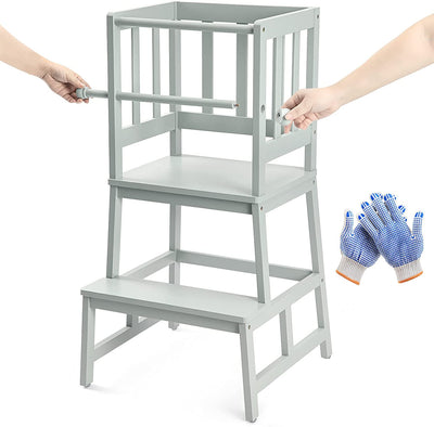 Kids Learning Tower Stool, 35 Inches, Gray