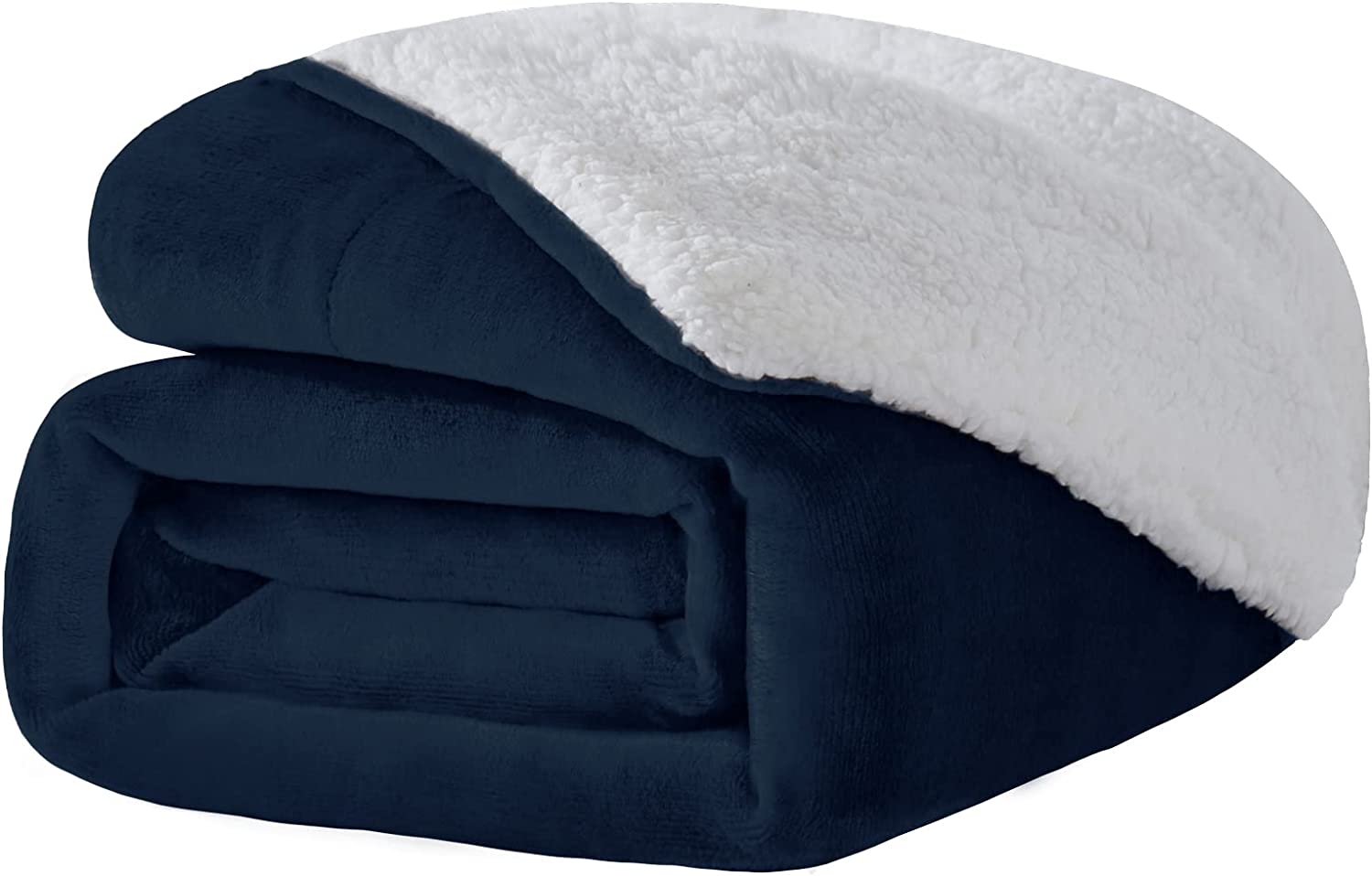 Sherpa Fleece Blanket, Black, 50" x 60", Navy Blue