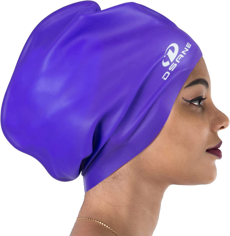 Extra large swimming cap for women and men, (purple)