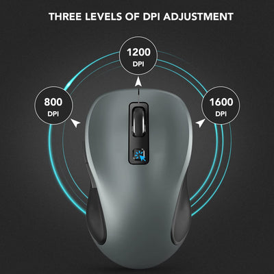 Wireless mouse with 6 buttons, (light grey)