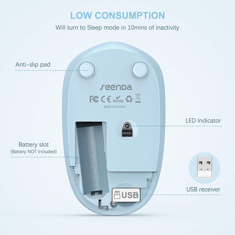 Portable Silent Click Computer Mouse (color:Light Blue)