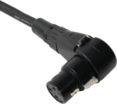 30ft Microphone Cable, XLR to XLR Angled Female, Color: Black