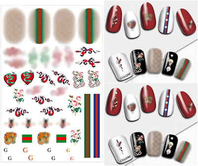 3D Nail Art Stickers Decals, 8 Sheets, color: A