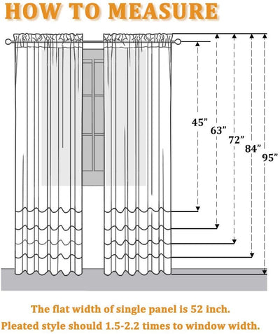 semi-sheer curtains, white 52 x L 95 inches, set of 2