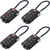 Cable & Steel Luggage Locks (4-Pack) Black