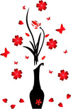 DIY Wall Decal, Flower and Vase, 30" x 12" (Red)