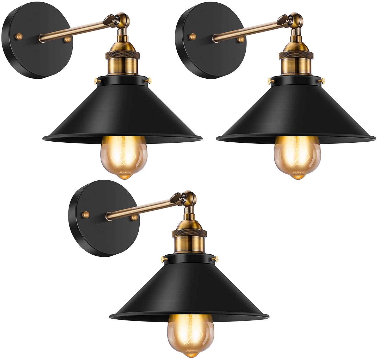 Vintage Wall Sconces,  240 Degree Adjustable  - 3 Pack.