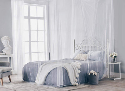 Four Corner Post Bed Canopy Mosquito Net (White)