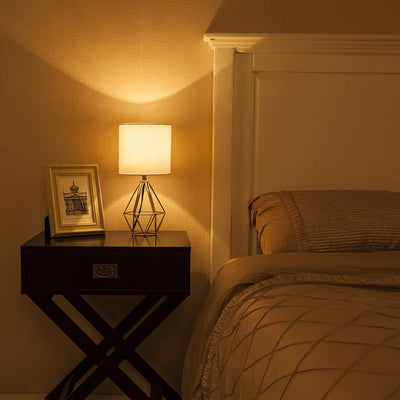 Bedside Lamp With Metal Base, Gold / White Color.