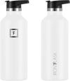 Sports Water Bottle - 32oz, 3 Lids (Spout Lid), Winter White