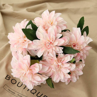 10 artificial dahlia flower heads, (light pink)