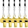 Stainless Steel Whistles with Lanyard, 5-Pack (Yellow)