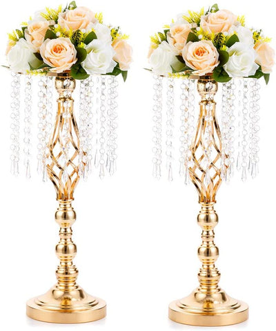 Gold Centerpieces Table Tall Crystal Flower Stand