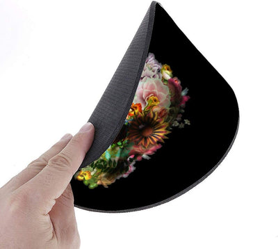 Round Non-Slip Rubber Mouse Pad, Flower Skull