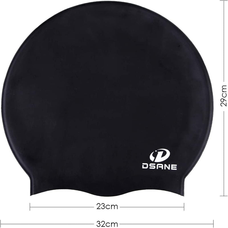 Extra large swimming cap for women and men, (black)