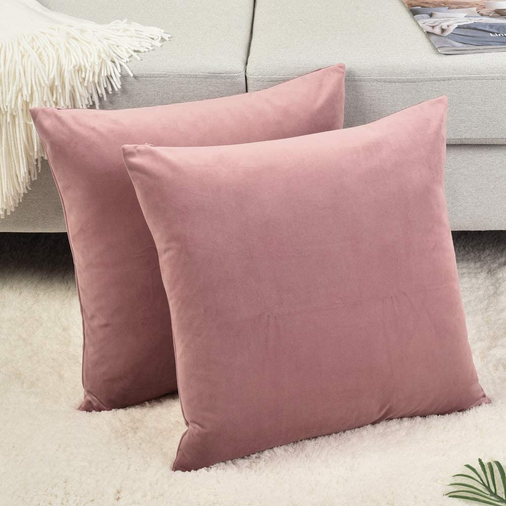 Set of 2 Comfy Bedding Pillowcases,16" x 16", Mauve Pink