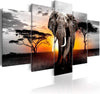 Elephant Painting African Sunset Gold Landscape Wall Art