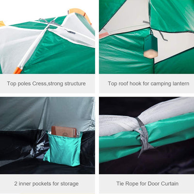 2/3 Person Lightweight Instant Tent, Forest Green