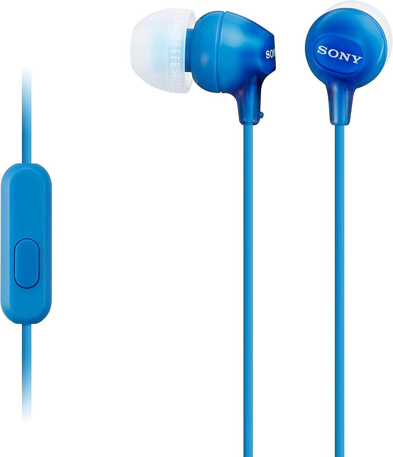 In-ear headphones with microphone, blue