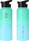 Sports water bottle 22 oz, 3 lids stainless steel,Sky