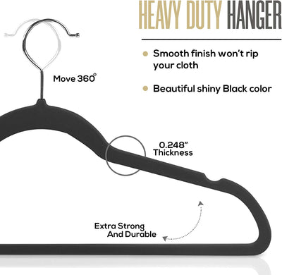 Velvet Hangers - 30-360 Degree Swivel Hook - Non-slip