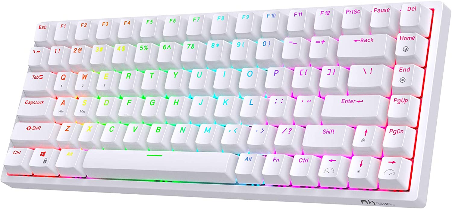 84 key wireless gaming keyboard, Hot-swap Brown Switch (White)