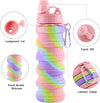 Collapsible, reusable water bottle made of silicone, Color: Pink