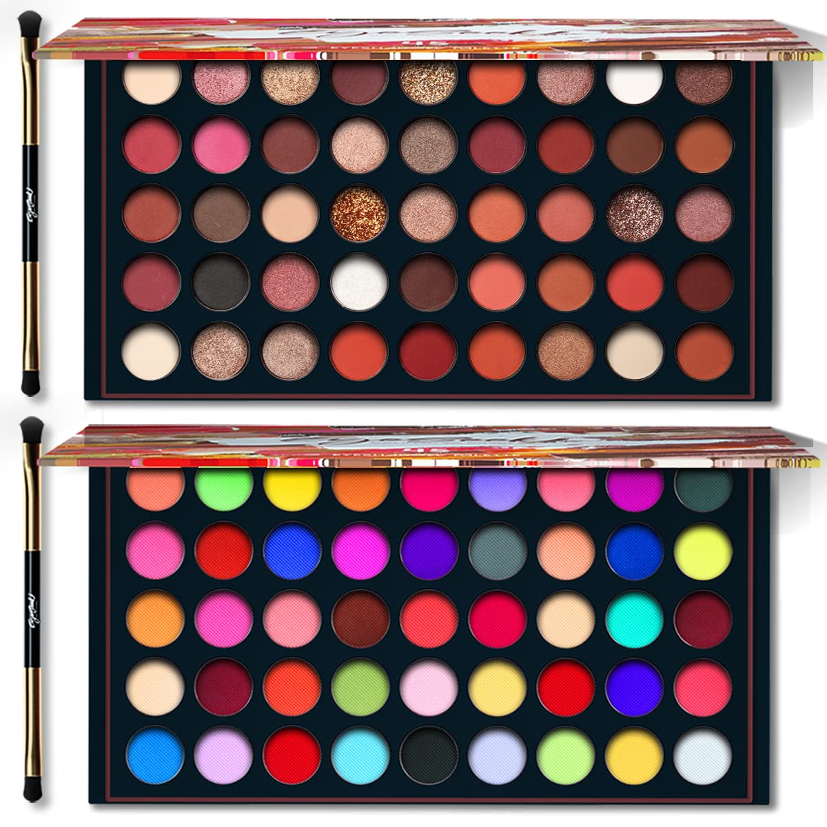 Eyeshadow Palette Gift Set 2 Pieces, Neutral & Colorful Brown