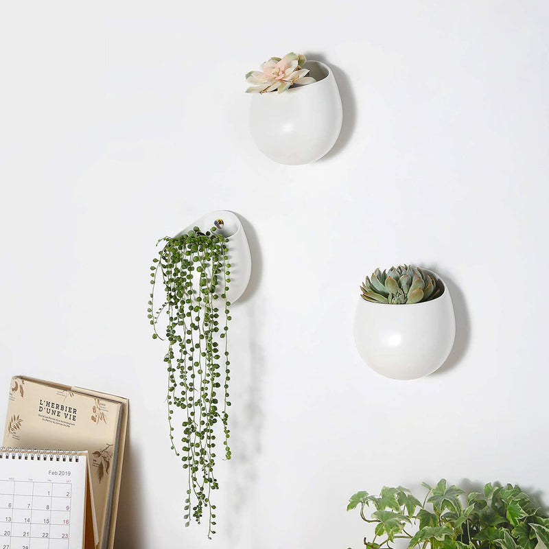 4 Inch Wall Mounted Planter Round Ceramic Hanging Plant Holder Decorative