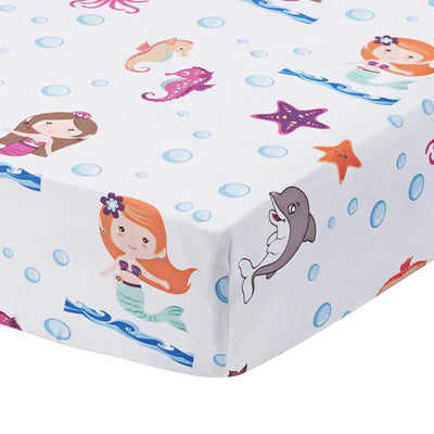 Fitted Crib Microfiber Crib Sheet, 1pc, Mermaids Design