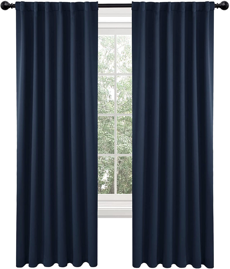 Blackout Curtains 52" x 84", Navy Blue, 2 Panels