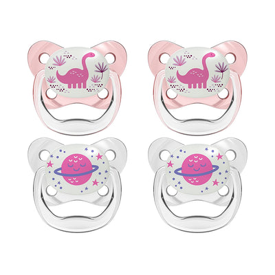 4 Pack Glow in The Dark Pacifiers (6-12m), (Pink)