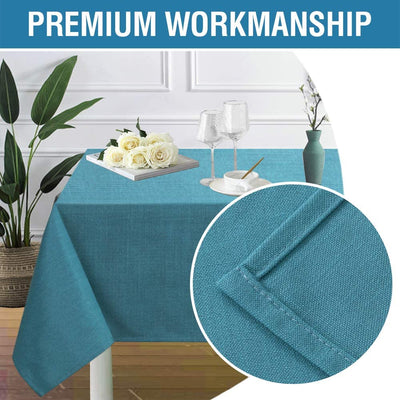 Round linen tablecloth, 54" X 80" (Color: Teal)