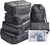 Travel Luggage Organizer Bags (7 Pieces, Black).