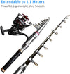 Carbon fiber telescopic fishing rod combo, color: black