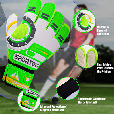 Goalkeeper gloves, with double protection, Green, Size 5