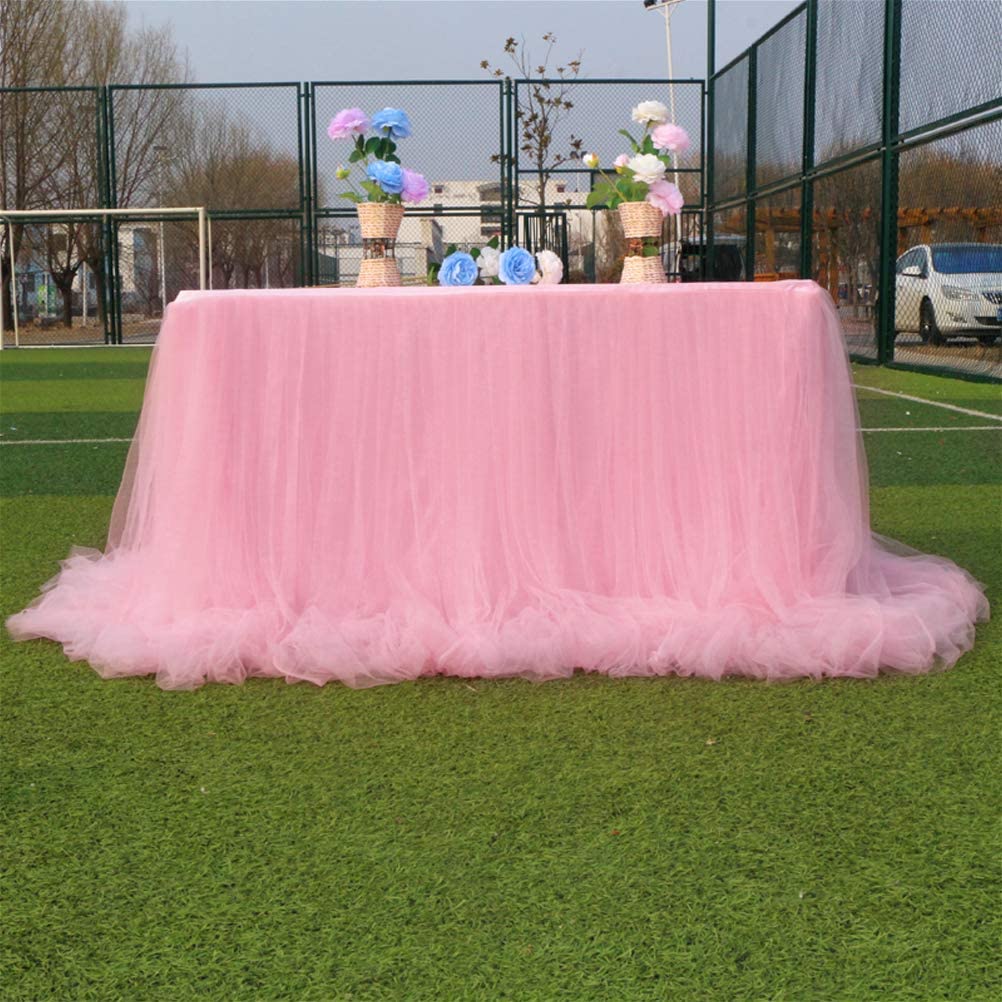 Table skirt, 6 feet for rectangular tables, (pink tutu)