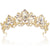 Gold Wedding Tiara, Color: Clear+Gold(Loop type)