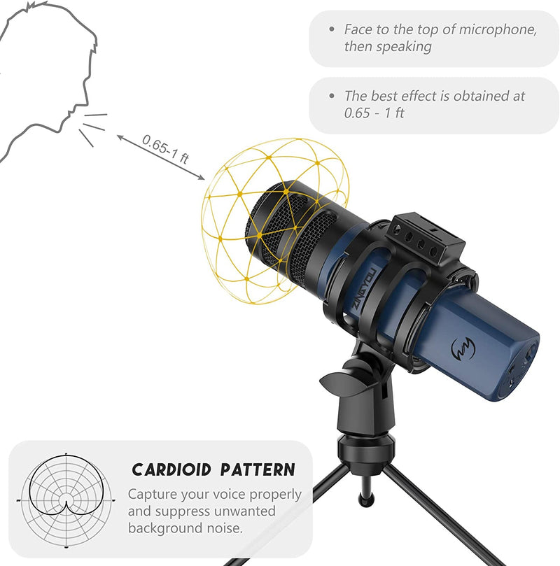 Computer Microphone, USB PC Condenser (Blue)