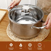 Non-stick stainless steel pot with tempered glass lid